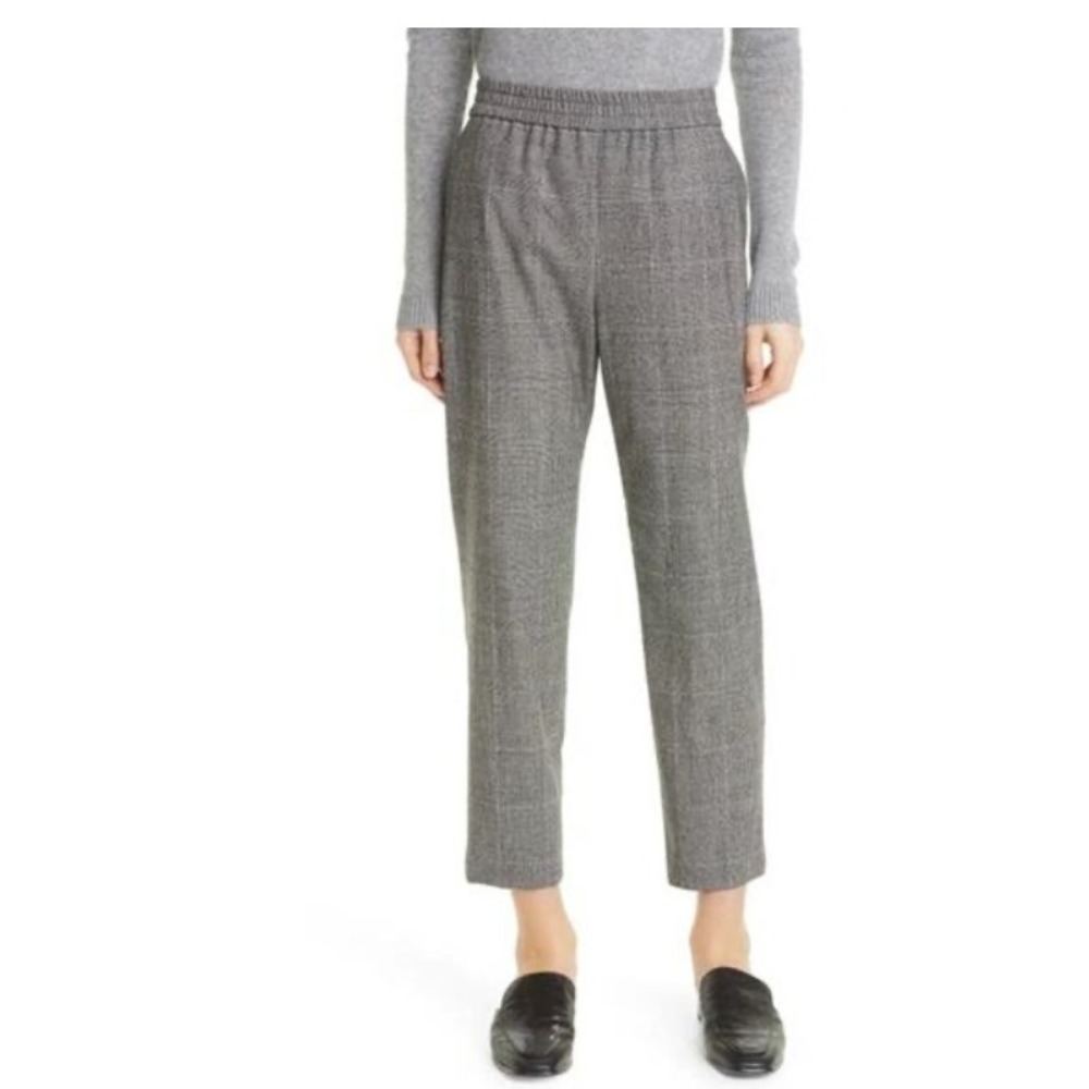 Theory Korene Wales Flannel Wool Pants Glen Plaid Ankle Length Womens Large